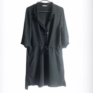 RICKI’S Forest Green Sheer V-Neck Midi 3/4 Sleeve Dress Sz M